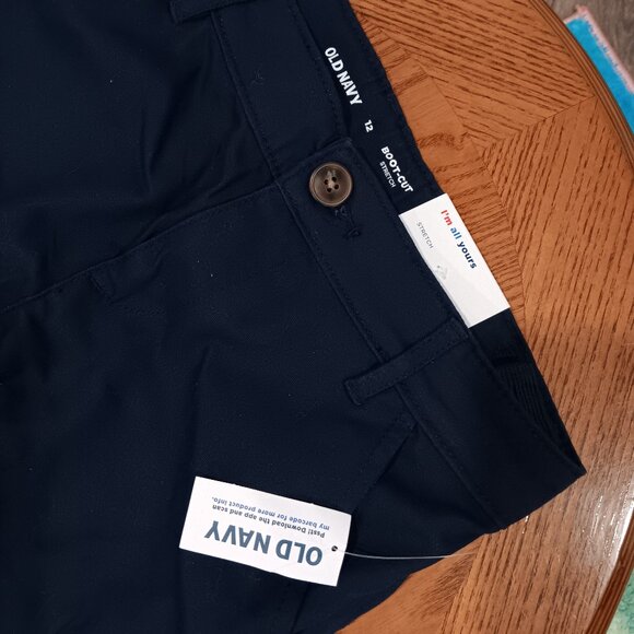 Kids Old Navy Stretch Boot - Cut Pants Size 12 Navy Blue Kids Uniform - Picture 3 of 6